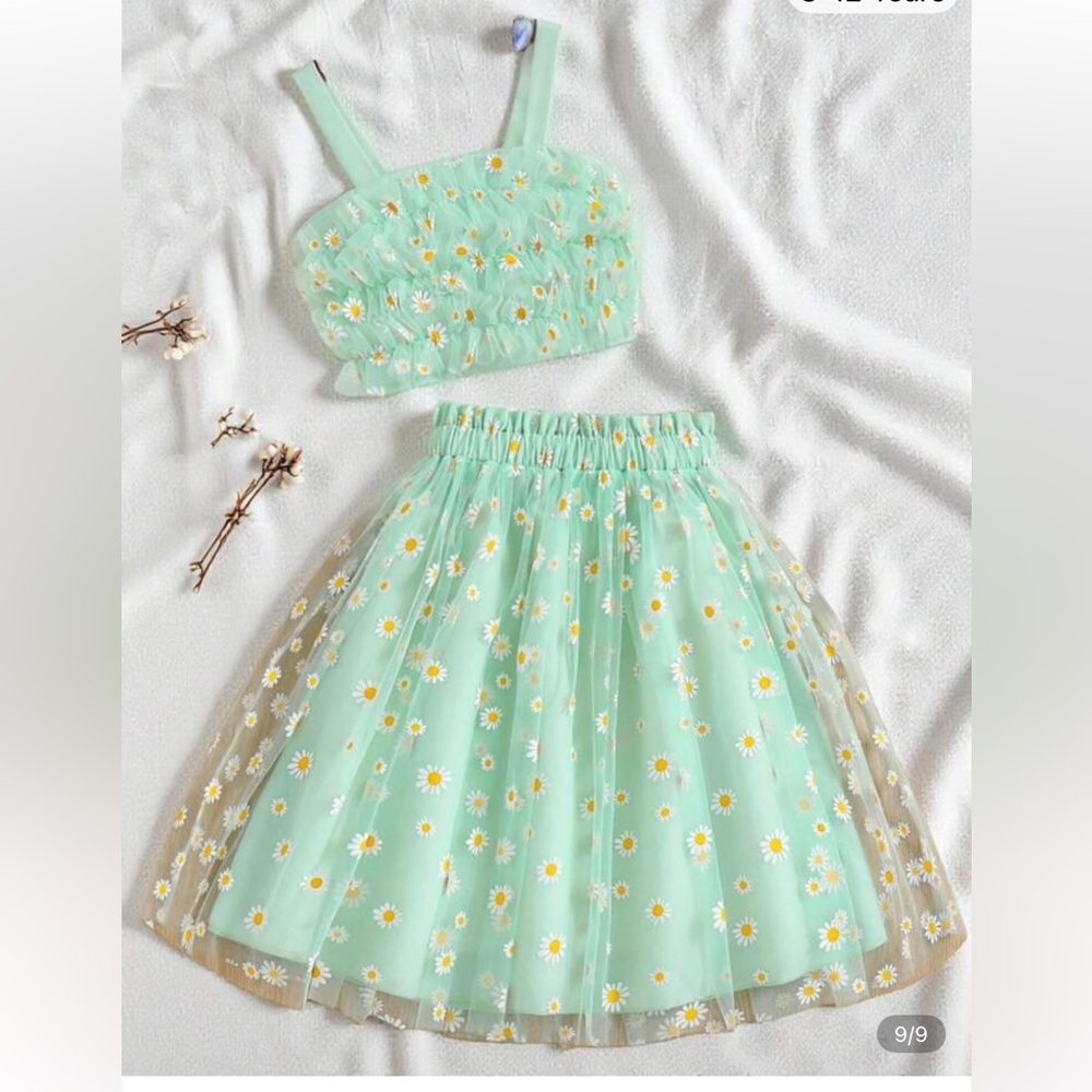 Girls Floral Skirt Set - size 10